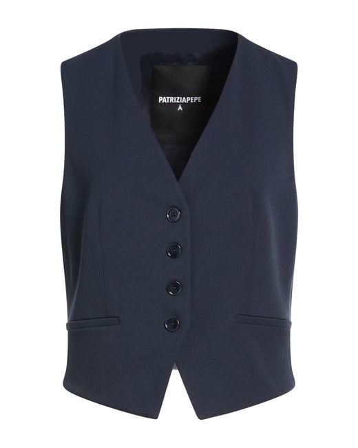 Patrizia Pepe Blue Tailored Vest Polyester, Viscose, Elastane