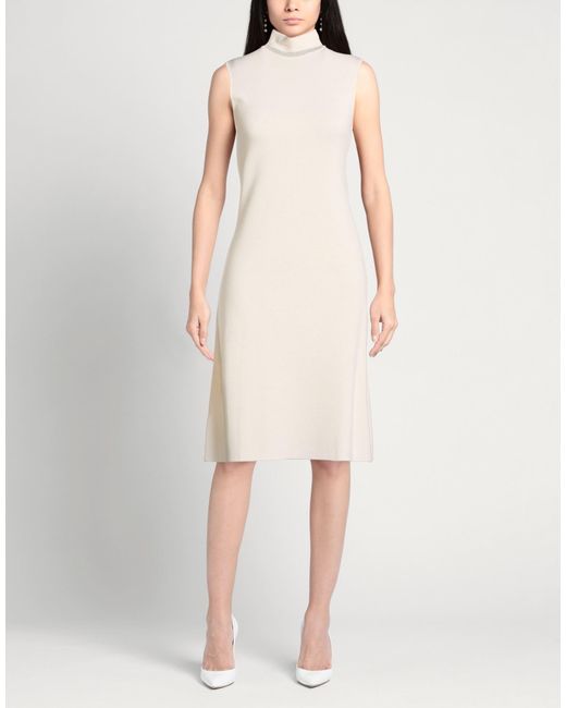Purotatto White Midi Dress Merino Wool