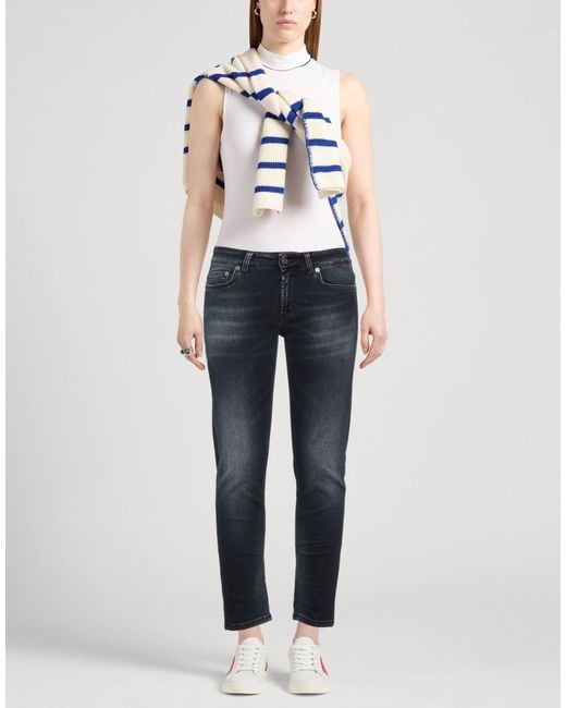 Dondup Blue Skinny Leather-Trim Denim Jeans