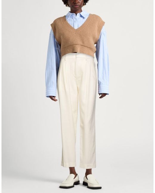 Dondup White Ivory Pants Virgin Wool, Elastane