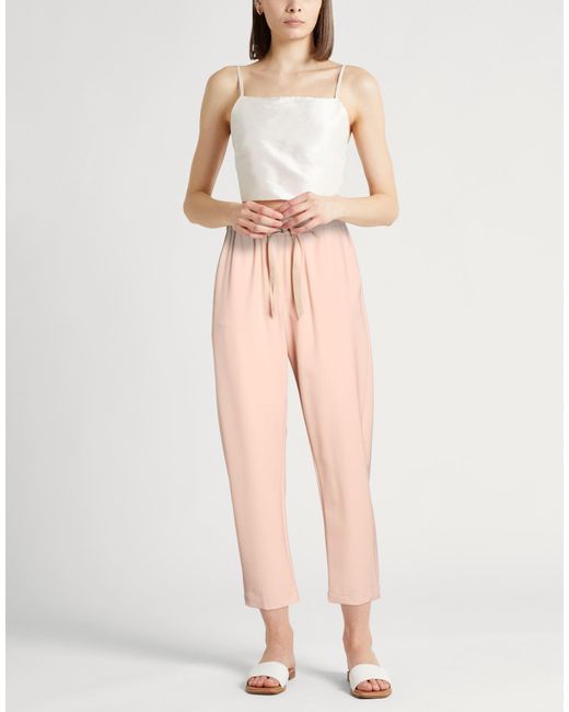 Semicouture Pink Pants Polyester, Virgin Wool, Elastane