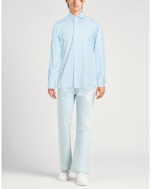 Isaia Blue Shirt Cotton for men