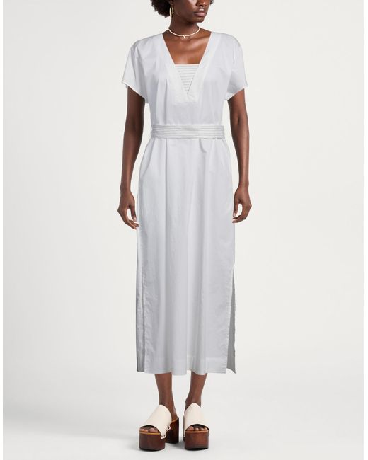 Peserico White Maxi Dress Cotton, Elastane