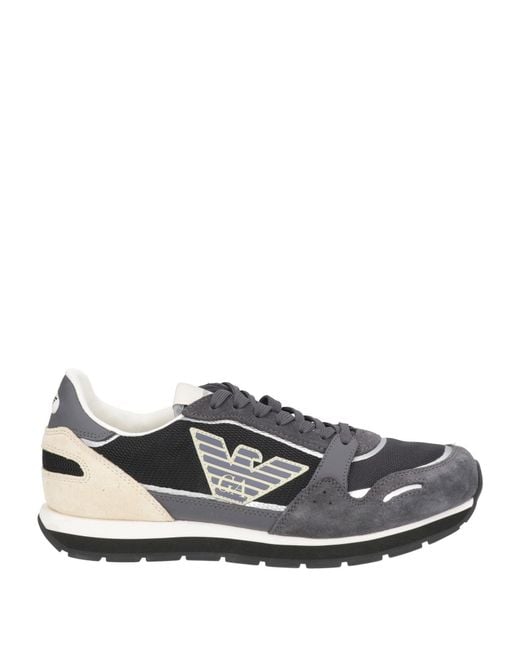 Emporio Armani Gray Midnight Sneakers Polyester, Cow Leather for men