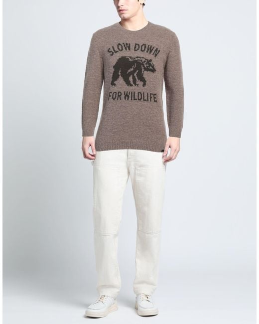 Brooksfield Gray Khaki Sweater Virgin Wool, Polyamide for men