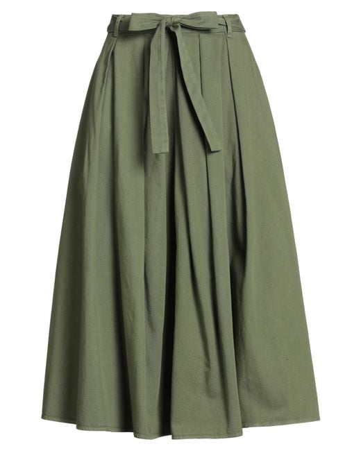 Xirena Green Military Midi Skirt Cotton