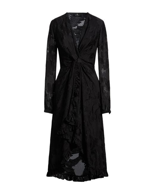 Etro Black Midi Dress Viscose, Silk