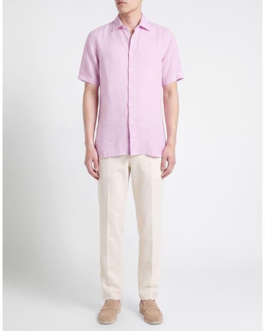 120% Lino Pink Lilac Shirt Linen for men