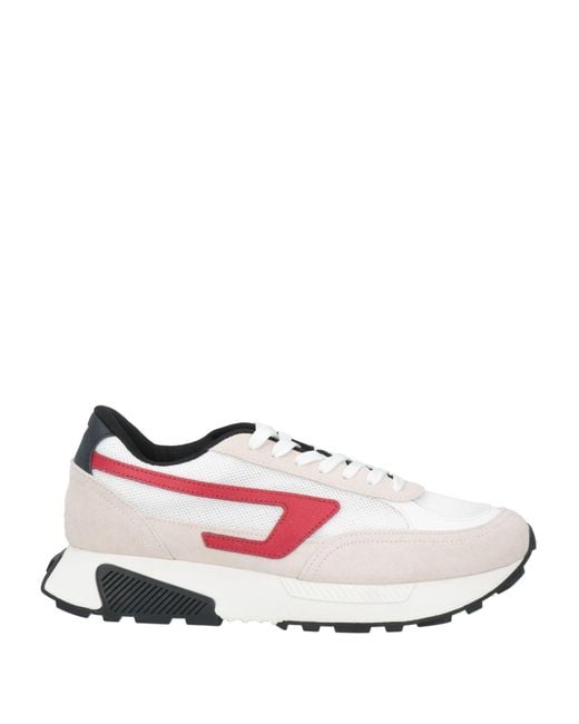 DIESEL White Sneakers Calfskin, Polyester for men