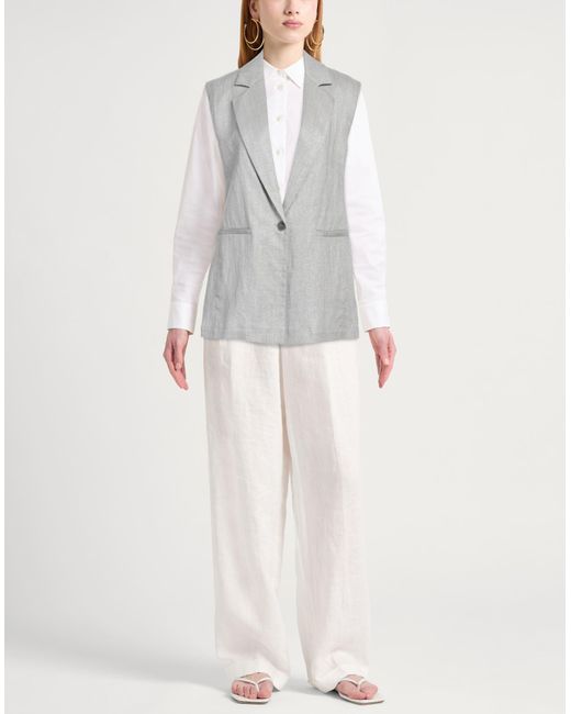 SEVENTY VENEZIA Gray Light Blazer Linen, Viscose, Polyester, Polyamide, Metallic Polyester
