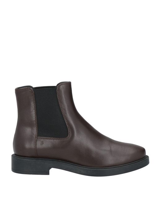 Tod's Brown Dark Ankle Boots Leather
