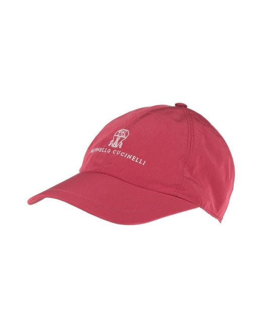 Brunello Cucinelli Red Hat Polyester, Polyamide for men