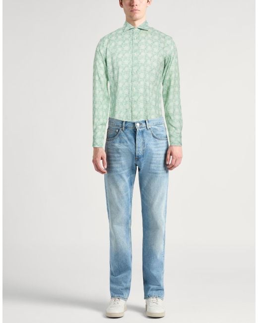 Fedeli Green Shirt Linen for men