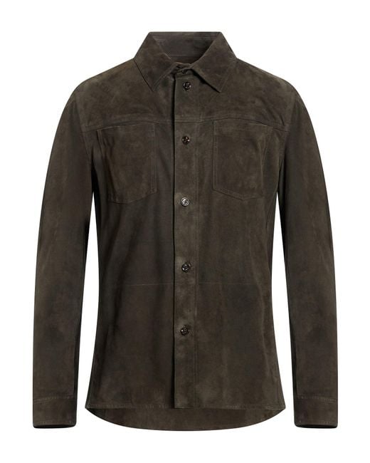 Moorer Green Dark Shirt Leather for men
