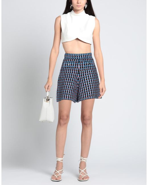 Sandro Blue Button-detailed Bouclé-tweed Shorts