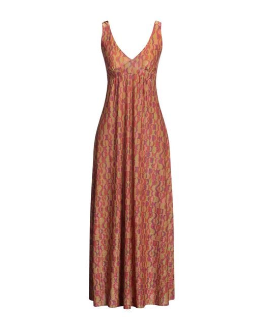 Siyu Brown Maxi Dress Polyester, Polyamide, Elastane