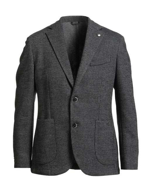 L.b.m. 1911 Black Blazer Cotton, Wool, Polyester, Polyamide for men