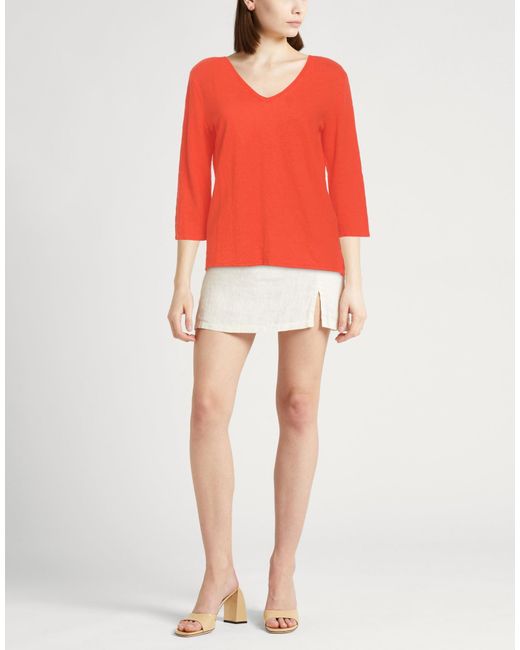 Majestic Filatures Red T-Shirt Linen, Elastane