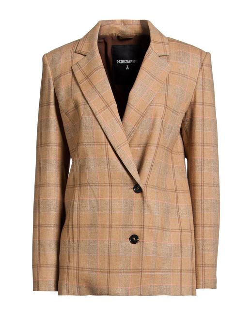 Patrizia Pepe Natural Blazer Viscose, Virgin Wool, Polyester, Elastane