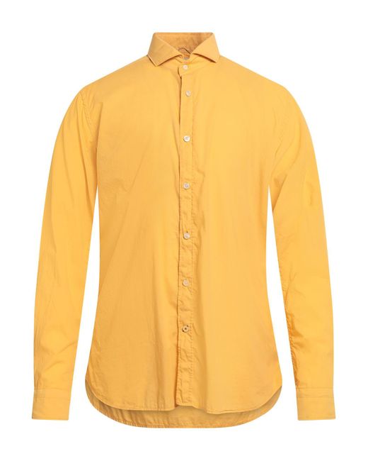 Tintoria Mattei 954 Men's Yellow Exclusively For Bongenie Grieder Since 1891 Marigold Shirt Cotton