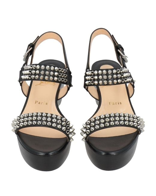 Christian Louboutin Black Sandals Calfskin, Synthetisches Material