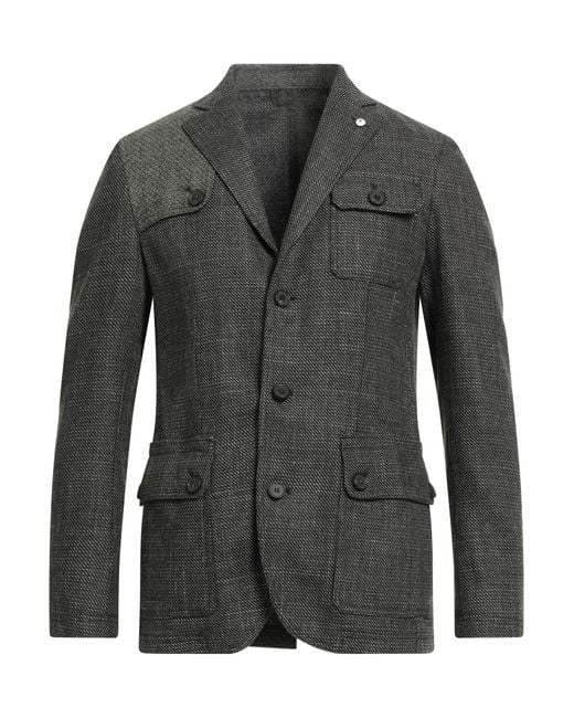 L.b.m. 1911 Gray Blazer Cotton, Wool, Linen, Polyester, Polyamide for men