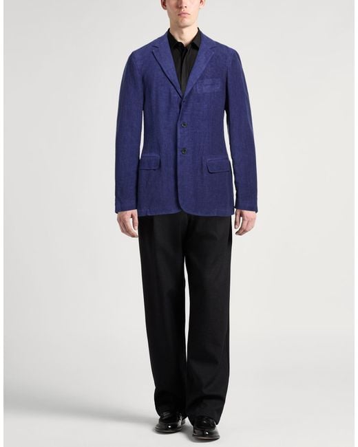 120% Lino Blue Blazer Linen for men