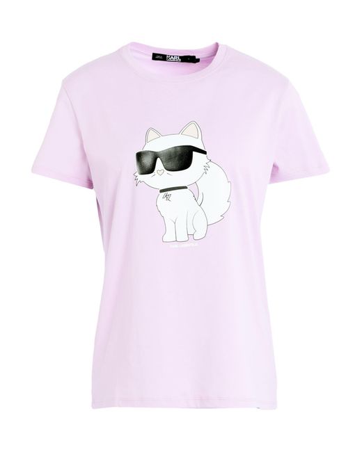 Karl Lagerfeld Purple Ikonik 2.0 Choupette T-Shirt T-Shirt Organic Cotton