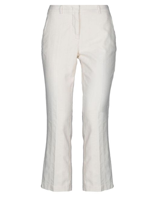 19.70 Nineteen Seventy White Ivory Pants Cotton, Linen