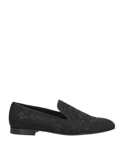 Versace Black Loafers Textile Fibers for men