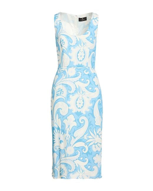 Etro Blue Azure Midi Dress Viscose, Elastane
