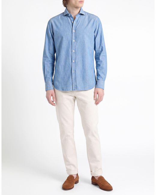 Moorer Blue Denim Shirt Cotton for men