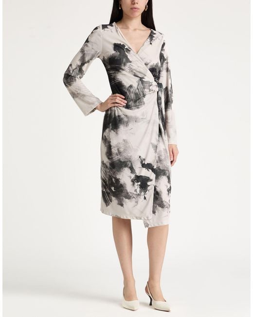 LE SARTE DEL SOLE White Midi Dress Polyester, Elastane