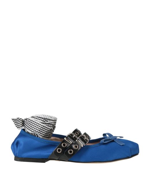 Divine Follie Blue Bright Ballet Flats Textile Fibers, Leather, Rubber