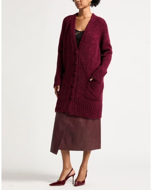 Ballantyne Purple Burgundy Cardigan Acrylic, Alpaca Wool, Nylon, Merino Wool, Mohair Wool