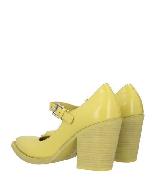 Prada Yellow 90mm Brushed Leather Pumps