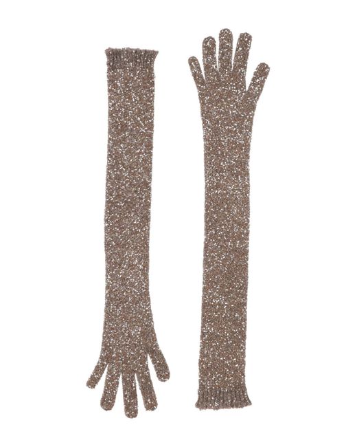 Brunello Cucinelli Natural Sand Gloves Polyamide, Polyester, Mohair Wool