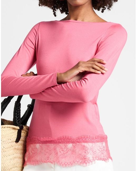 Twenty Easy By Kaos Pink T-Shirt Viscose, Elastane