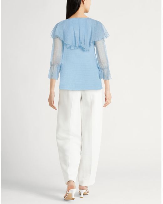 Blumarine Blue Top Silk, Elastane, Acetate