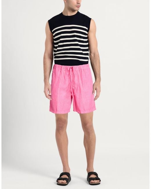 120% Lino Pink Shorts & Bermuda Shorts Linen for men