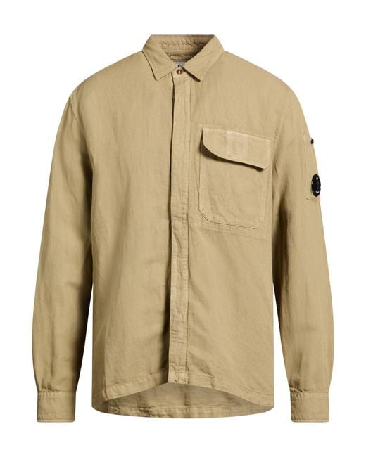 C P Company Natural Sand Shirt Cotton, Linen for men