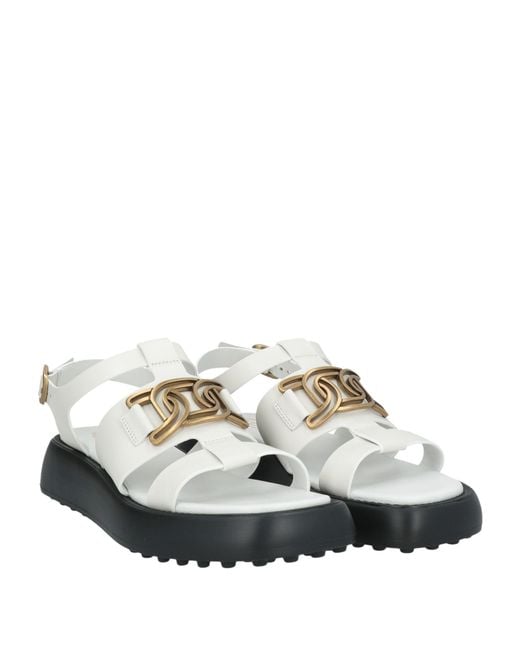 Tod's White Sandals Calfskin