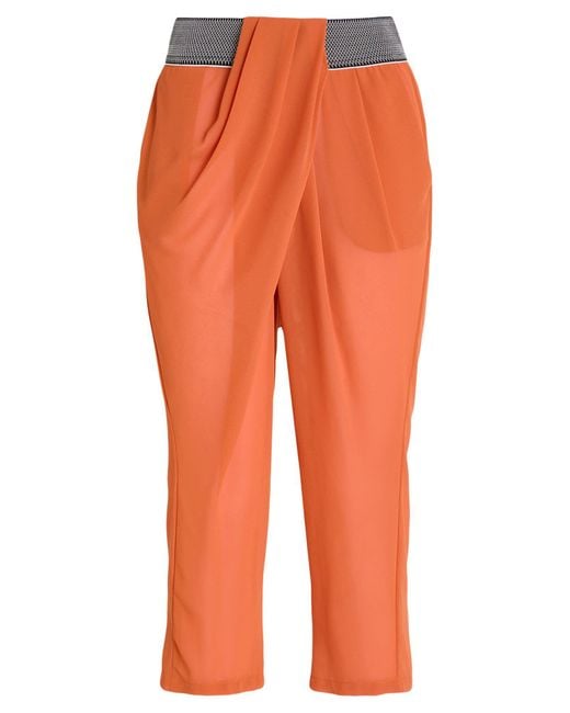 Hanita Orange Pants Polyester, Viscose, Elastane