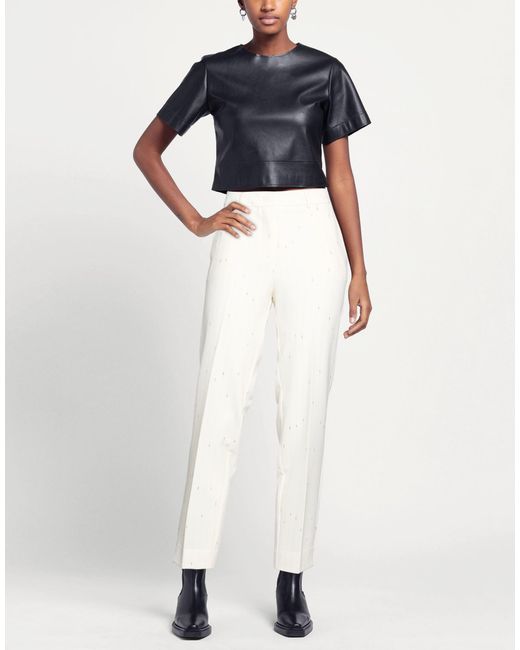 SIMONA CORSELLINI White Pants Polyester, Virgin Wool, Elastane