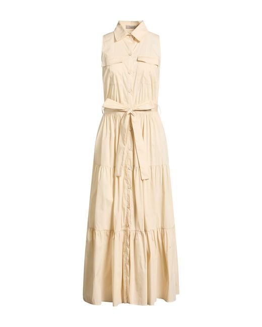 D.exterior Natural Maxi Dress Cotton, Polyamide, Elastane