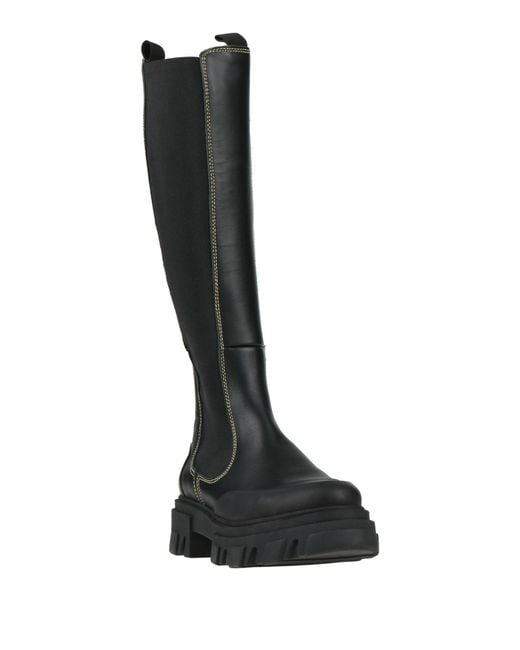 Ganni Black Boot Leather