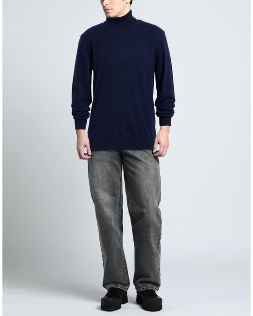 Retois Blue Midnight Turtleneck Cashmere, Merino Wool for men