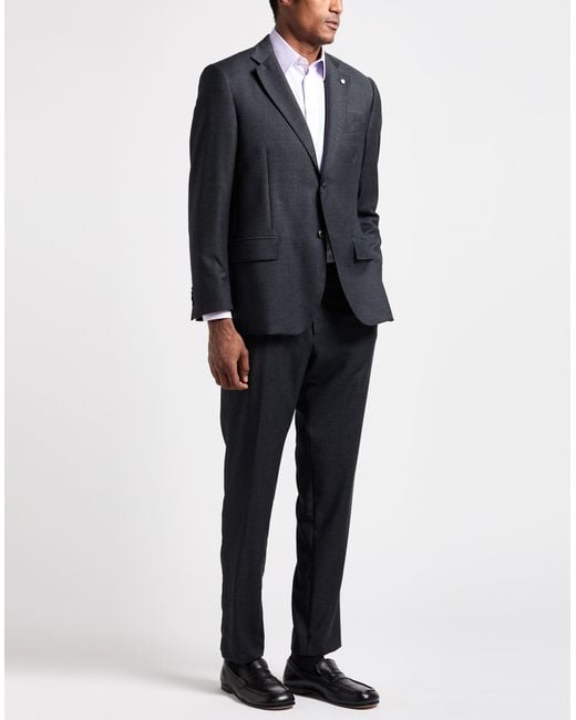 Luigi Bianchi Blue Charcoal Suit Wool for men