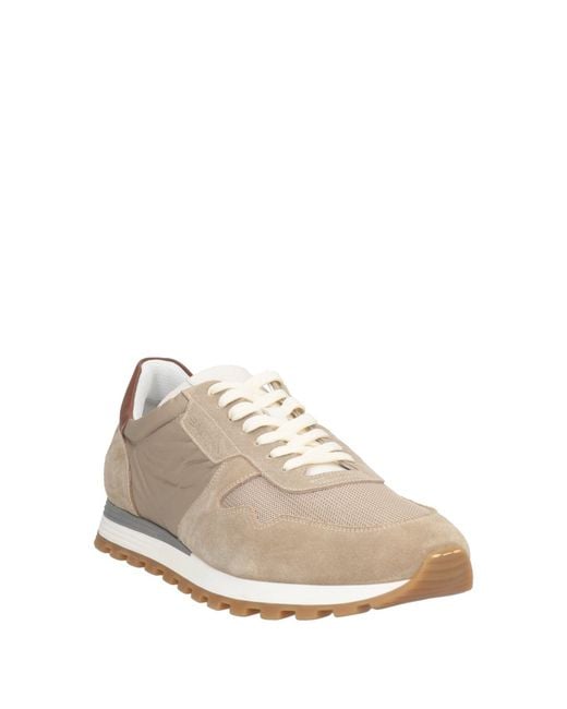 Baldinini Natural Khaki Sneakers Leather, Textile Fibers for men