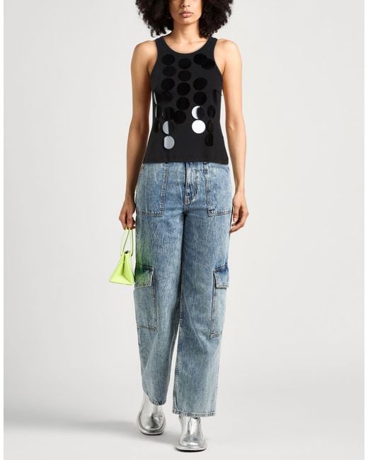 MSGM Black Tank Top Cotton, Elastane, Polyester